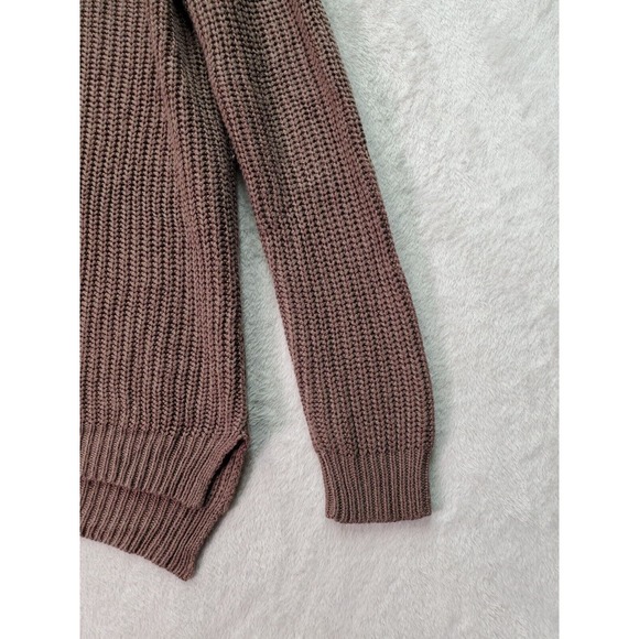 Charlotte Russe Sweater Womens Medium Brown Knit Acrylic Long Sleeve V Neck Slit - Picture 5 of 9